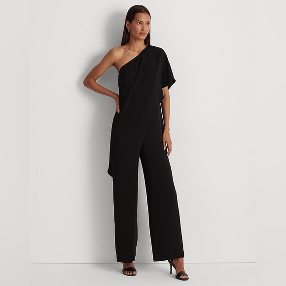 Cape Georgette One-Shoulder JumpsuitLauren